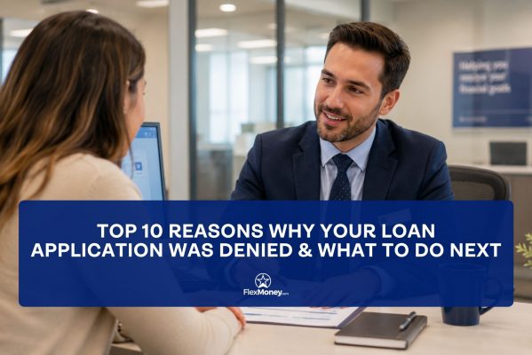 Loan advisor meeting with a borrower to discuss the top reasons a loan application was denied and the next steps to improve approval chances