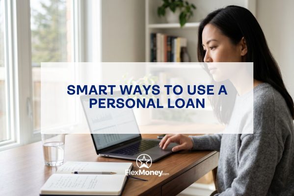 Woman working on a laptop at home reviewing financial data and notes, representing smart ways to use a personal loan responsibly