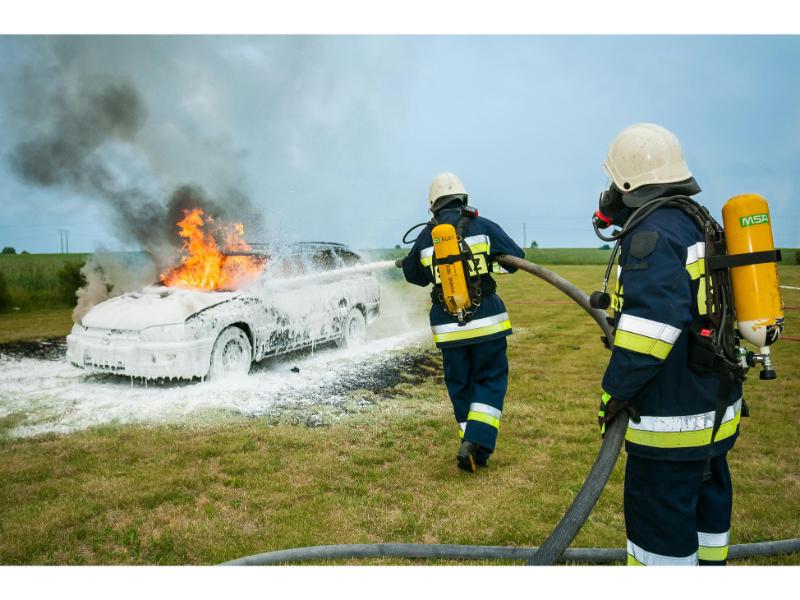 emergency loans image of firemen putting out car fire